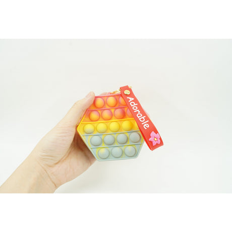 Jucarie antistres din silicon, Flippy, Pop It Now and Flip It, Portofel hexagon, Rosu/Roz - vivimall.ro