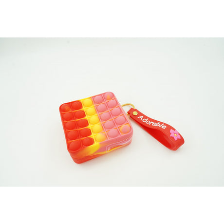 Jucarie antistres din silicon, Flippy, Pop It Now and Flip It, Portofel patrat, Rosu/Roz - vivimall.ro