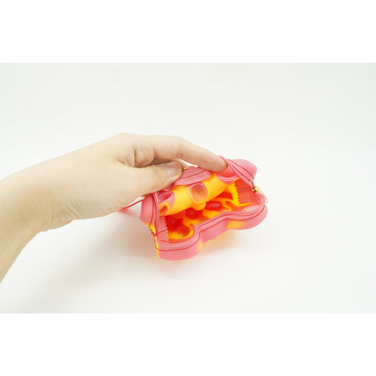 Jucarie antistres din silicon, Flippy, Pop It Now and Flip It, Portofel ursulet, Alb/Galben - vivimall.ro