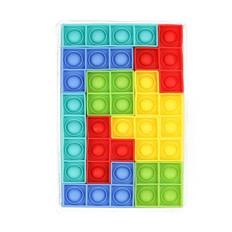Jucarie antistres din silicon Vivimall, Pop it Now and Flip It , Puzzle Soft Blocks , 10 piese, Multicolor - vivimall.ro
