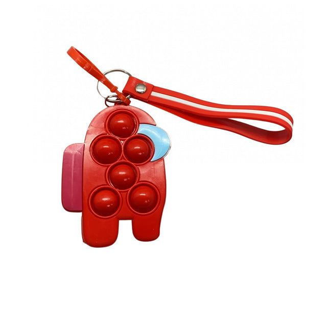 Jucarie antistres din silicon, Vivimall, Pop It Now and Flip It, Simple Dimple, Breloc, Among Us, Rosu - vivimall.ro