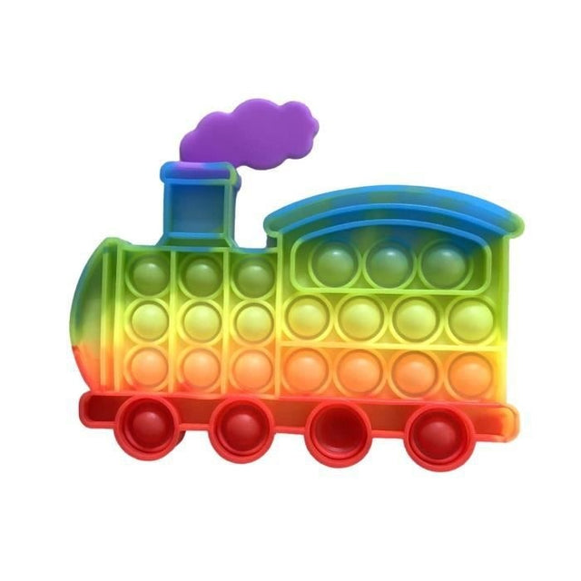 Jucarie antistres din silicon, Vivimall, Pop It Now and Flip It, Tren, Multicolor - vivimall.ro