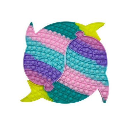 Jucarie antistres din silicon, Pop it Now and Flip It, Delfin dublu XXL 30 cm, Multicolor - vivimall.ro
