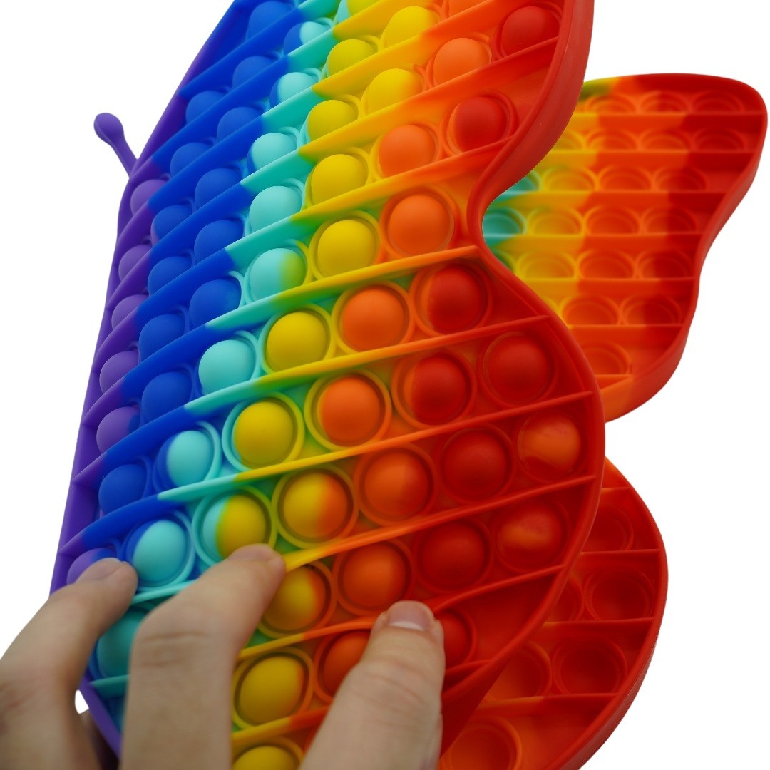 Jucarie antistres din silicon Pop it now, forma Fluture, multicolor, urias - vivimall.ro