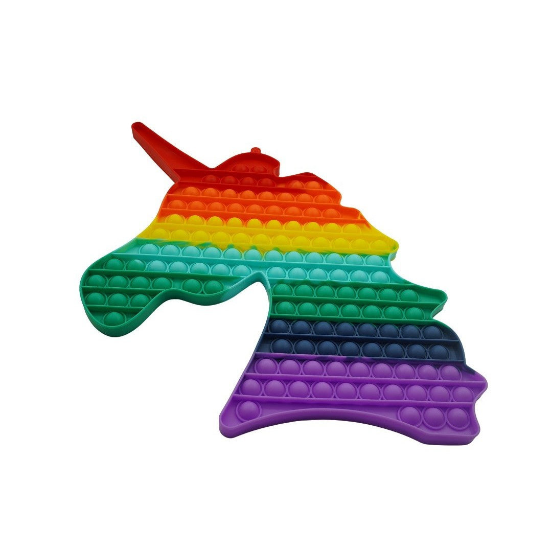 Detaliu bule silicon jucărie Pop It Now Unicorn multicolor, textură moale și rezistentă