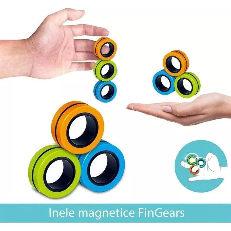Jucarie Antistres Inele Magnetice, 3 Piese, Multicolor - vivimall.ro