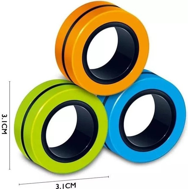 Jucarie Antistres Inele Magnetice, 3 Piese, Multicolor - vivimall.ro