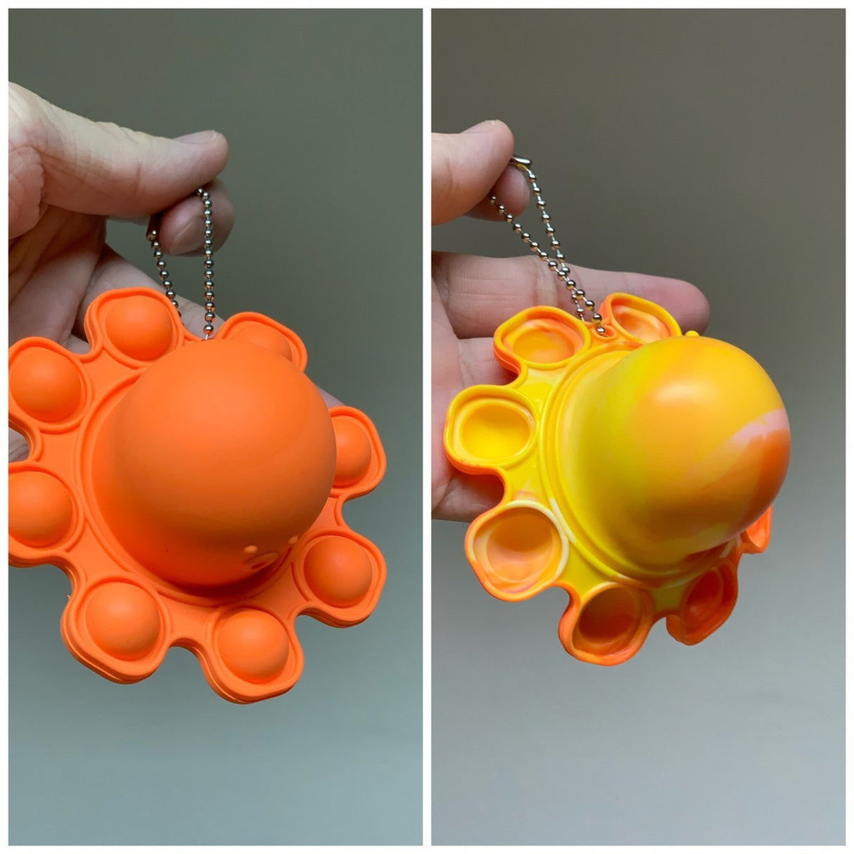 Jucarie Antistres, Vivimall, Tip Pop It, Caracatita Reversibila, din Silicon, 20 x 10 cm, Portocaliu - vivimall.ro