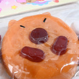 Jucarie Antistres Squishy, Vivimall, cu Revenire Lenta, Squeeze Pinch Family, Forma de Biscuite Rotund, Model Capybara, 7x6.5 cm, 55g, Ambalaj Transparent, Maro - vivimall.ro