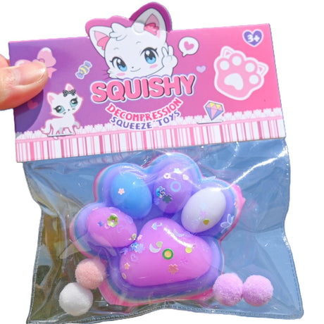 Jucarie Antistres Squishy, Flippy, Labuta de Pisica Squeeze Toys, cu Revenire Lenta, 7.5 cm, Model 270516, Multicolor - vivimall.ro