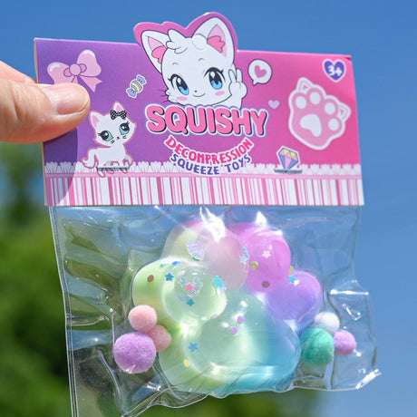 Jucarie Antistres Squishy, Flippy, Labuta de Pisica Squeeze Toys, cu Revenire Lenta, 7.5 cm, Model 270521, Multicolor - vivimall.ro