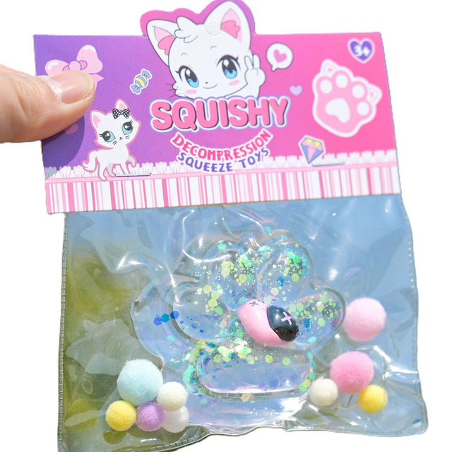 Jucarie Antistres Squishy, Flippy, Labuta de Pisica Squeeze Toys, cu Revenire Lenta, 7.5 cm, Model 270520, Multicolor - vivimall.ro
