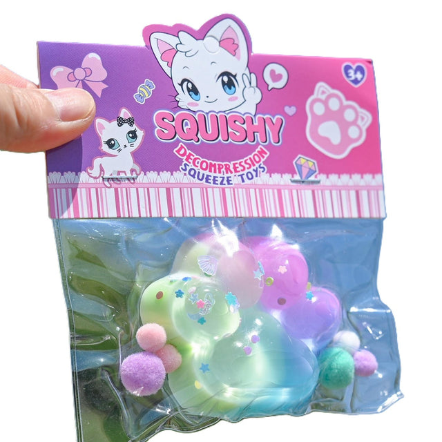 Jucarie Antistres Squishy, Flippy, Labuta de Pisica Squeeze Toys, cu Revenire Lenta, 7.5 cm, Model 270521, Multicolor - vivimall.ro