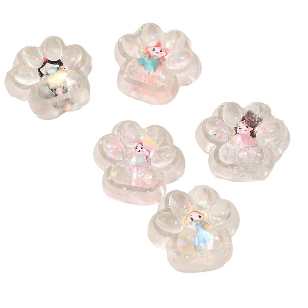 Jucarie Antistres Squishy, Flippy, Labuta de Pisica Pufoasa, cu Revenire Lenta, 7 x 6.5 cm, Model Printesa, Multicolor - vivimall.ro