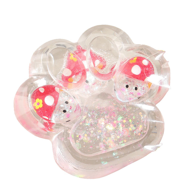 Jucarie Antistres Squishy, Flippy, Labuta de Pisica Pufoasa, cu Revenire Lenta, 7 x 6.5 cm, Model Ciuperca, Multicolor - vivimall.ro