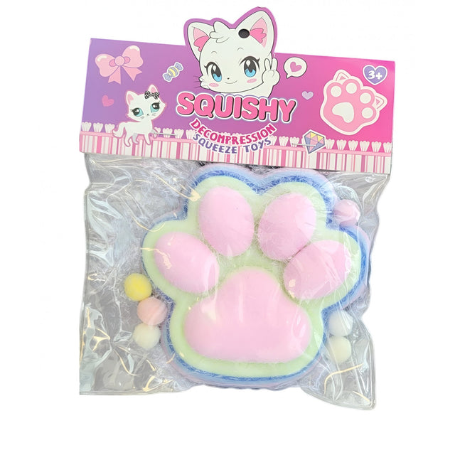 Jucarie Antistres Squishy, Vivimall, cu Revenire Lenta, Squeeze Pinch Family, Model Cat Paw, 12.5x10.5 cm, 220g, Ambalaj Transparent, Model 9, Multicolor - vivimall.ro