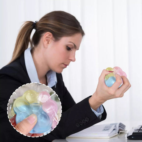 Jucarie Antistres Squishy, Vivimall, cu Revenire Lenta, Squeeze Pinch Family, Model Cat Paw, 6.5 x 6 cm, din Tpr, 4-6 Ani, Model Curcubeu, Multicolor cu Insertii - vivimall.ro