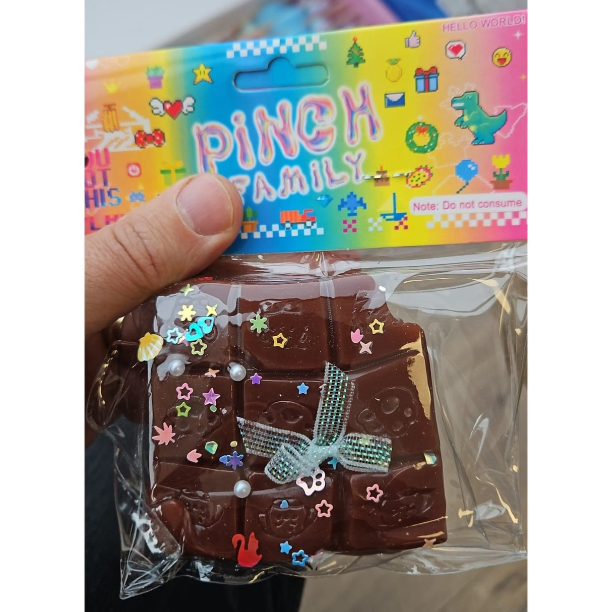 Jucarie Antistres Squishy, Flippy, cu Revenire Lenta, Squeeze Pinch Family, Model Cuburi de Ciocolata, Maro - vivimall.ro