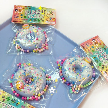 Jucarie Antistres Squishy, Vivimall, cu Revenire Lenta, Squeeze Pinch Family, Model Gogoasa, 6x6 cm, 99g, Ambalaj Transparent, Albastru - vivimall.ro