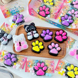 Jucarie Antistres Squishy, Vivimall, cu Revenire Lenta, Squeeze Pinch Family, Model Labuta de Pisica, 6.8x6.2 cm, 55g, Ambalaj Transparent, Roz Deschis - vivimall.ro