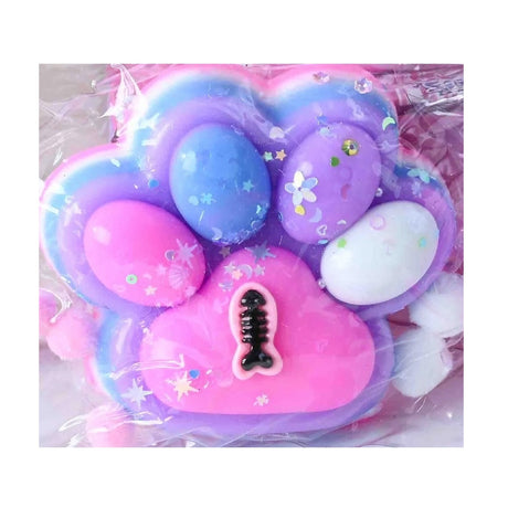 Jucarie Antistres Squishy, Flippy, cu Revenire Lenta, Model Labuta de Pisica, cu Pestisor, 220g, 12.5 x 10.5 cm Squeeze Pinch Family, Ambalaj Transparent, Roz-Multicolor - vivimall.ro