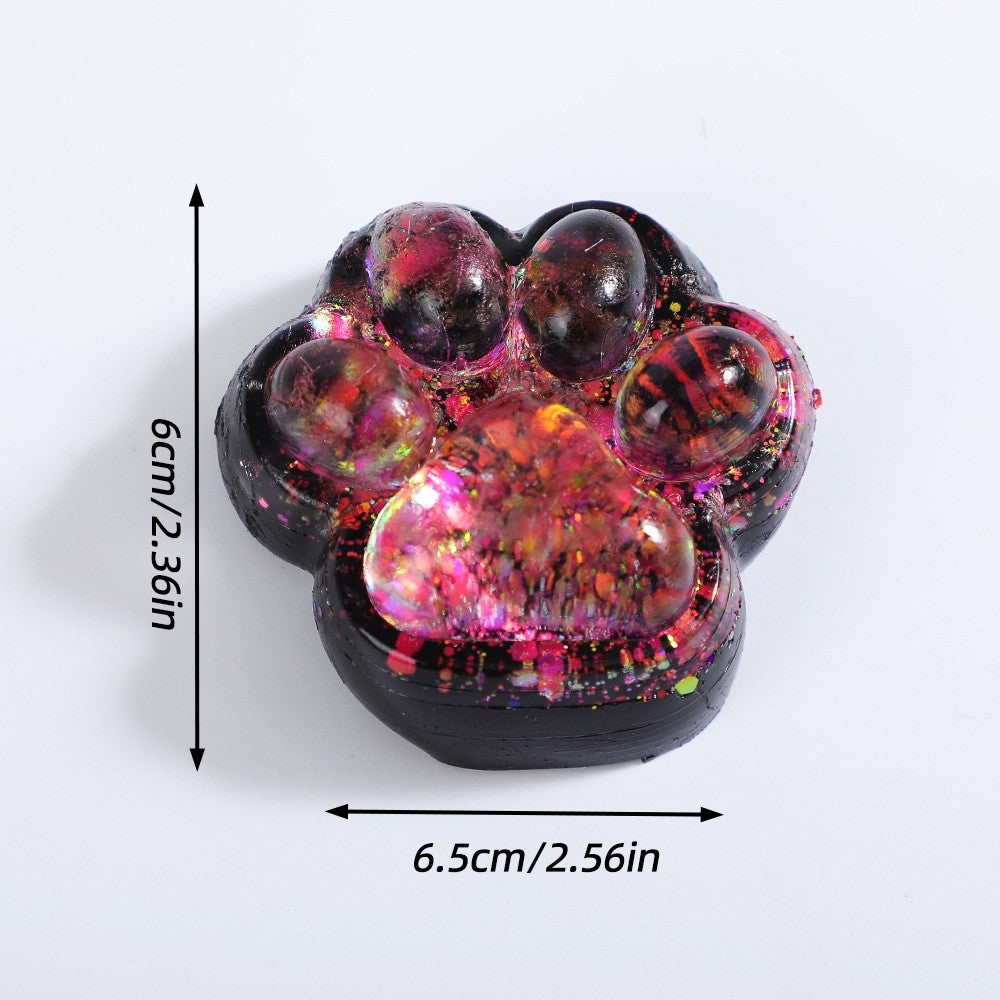 Jucarie Antistres Squishy, Vivimall, cu Revenire Lenta, Squeeze Pinch Family, Model Labuta de Pisica cu Sclipici, 6.5x6 cm, 60g, Ambalaj Transparent, Roz-Negru - vivimall.ro