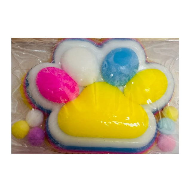 Jucarie Antistres Squishy, Vivimall, cu Revenire Lenta, Model Labuta de Pisica Pufoasa, 220g, 12.5 x 10.5 cm Squeeze Pinch Family, Ambalaj Transparent, Galben-Multicolor - vivimall.ro