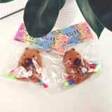 Jucarie Antistres Squishy, Vivimall, cu Revenire Lenta, Squeeze Pinch Family, Model Urs, Ambalaj Transparent, 4.5 x 7.2 cm, Maro - vivimall.ro