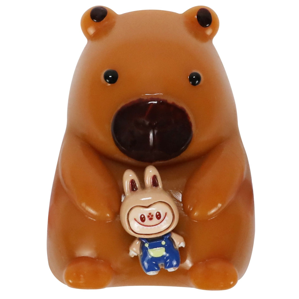 Jucarie Antistres Squishy, Vivimall, cu Revenire Lenta, Squeeze Pinch Family, Model Urs, Ambalaj Transparent, 4.5 x 7.2 cm, Maro - vivimall.ro