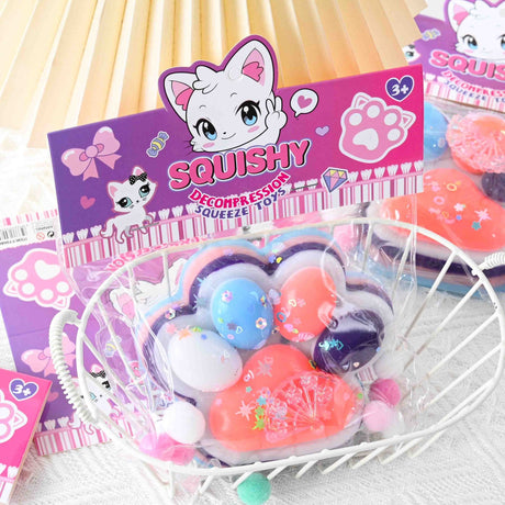 Jucarie Antistres Squishy, Vivimall, cu Revenire Lenta, Squeeze Toys, Model Cat Paw, 12.5x10.5 cm, 220g, +3 Ani, din TPR, Model 1, Multicolor - vivimall.ro