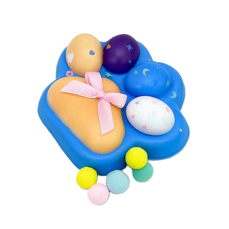 Jucarie Antistres Squishy, Flippy, cu Revenire Lenta, Squeeze Toys, Model Cat Paw, 12.5x10.5 cm, 220g, +3 Ani, din TPR, Model 7, Multicolor - vivimall.ro