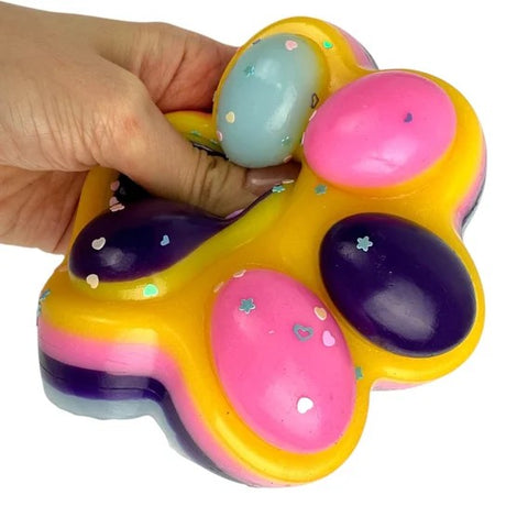 Jucarie Antistres Squishy, Vivimall, Revenire Lenta, Model Labuta de Pisica, Squishy, BIG 12.5 x 10.5 cm, 220 g, Model 18, Roz Galben Mov - vivimall.ro