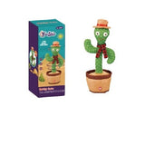 Jucarie Cactus dansator cu acumulator, Imita, Canta, Danseaza, Palarie si fular incluse - vivimall.ro