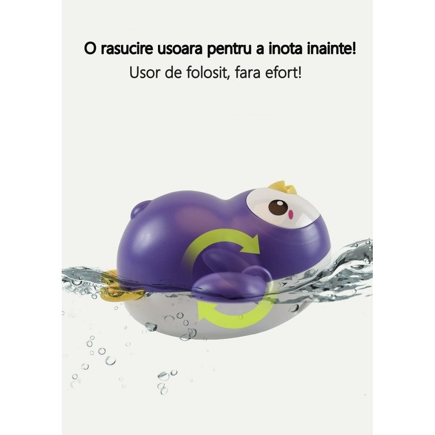 Jucarie de baie interactiva pentru copii, Vivimall, pinguinul mov - vivimall.ro