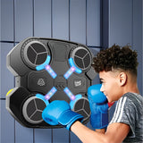 Jucarie de Boxat cu Muzica si Lumini, Vivimall, Manusi Incluse, 32.5x28x7.4 cm, 930 g, Negru - vivimall.ro