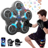 Jucarie de Boxat cu Muzica si Lumini, Vivimall, Manusi Incluse, Bluetooth, Incarcare USB, Aplicare cu Ventuze, 5 Tinte, 33x33x4.5 cm, 930 g, Negru - vivimall.ro