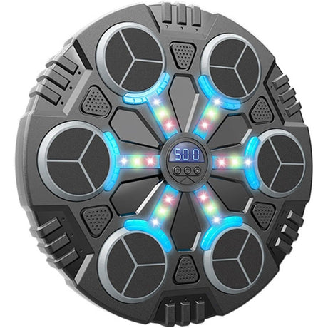 Jucarie de Boxat cu Muzica si Lumini, Vivimall, Manusi Incluse, Bluetooth, Incarcare USB, Aplicare cu Ventuze, 6 Tinte, 32x27x3.5 cm, 930 g, Negru - vivimall.ro