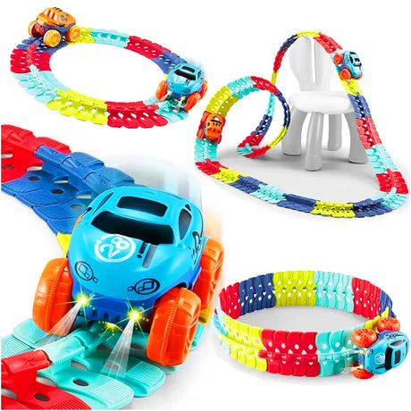 Jucarie de Constructie RollerCoaster, Vivimall, 138 de Piese, 41.5x31x7 cm, cu Masini, Multicolor - vivimall.ro