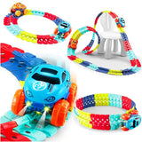 Jucarie de Constructie RollerCoaster, Vivimall, 184 de Piese, 44.5x36x7 cm, cu Masini, Multicolor - vivimall.ro