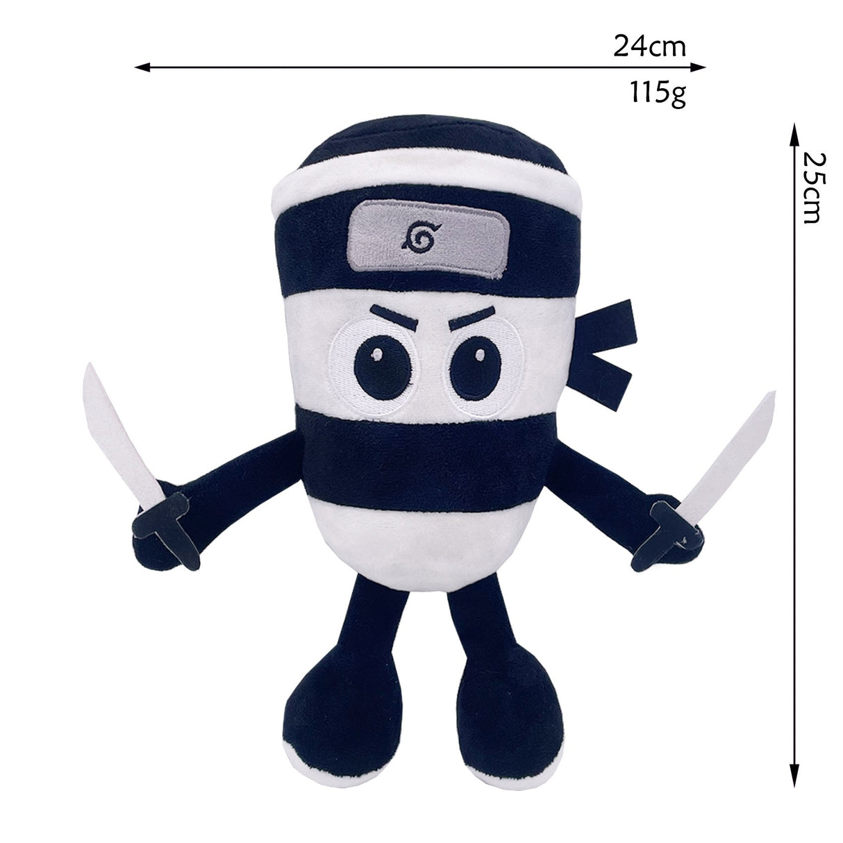 Jucarie Moale de Plus Italian Brainrot, Flippy, cu Agatatoare, Model Ninja Spadellini Silenzioso, Jucarie Moale pentru Copii, 25 x 24 cm, Albastru Alb - vivimall.ro
