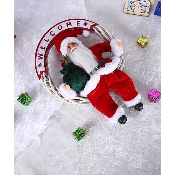 Jucarie decorativa, Vivimall, Mos Craciun, 40 cm x 27 cm, grosime 12 cm, lana, tesatura de plus, poliester, interior/exterior - vivimall.ro