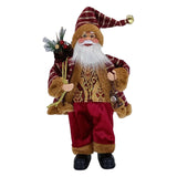 Figurina Decorativa Craciun, Vivimall, Mos Craciun Asezat cu Sac si Felinar, 35 x 18 x 20 cm, Material Plastic+Textil, Interior/Exterior, Rosu/Auriu - vivimall.ro