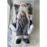 Figurina Decorativa Craciun, Vivimall, Mos Craciun cu Crenguta de Brad, 30 x 10 x 17 cm, Material Plastic+Textil, Interior/Exterior, Alb/Gri - vivimall.ro