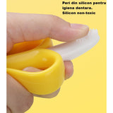 Jucarie dentitie bebelusi Vivimall, banana, cu manere de prindere, material silicon non-toxic, fara miros, 10.5x5.9 cm, galben - vivimall.ro