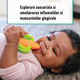 Jucarie dentitie bebelusi Vivimall, morcov, 10x7.5x2.8 cm, cu manere de prindere, material silicon non-toxic, fara miros, portocaliu - vivimall.ro