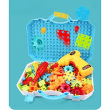 Jucarie Educativa Si Interactiva, Vivimall, Set De Constructie Puzzle Din ABS Cu Bormasina Pentru Dezvoltatea Creativitatii Si A Indemanarii 2D si 3D, Valiza, +3, 31x7x25 cm, 336 Piese - vivimall.ro