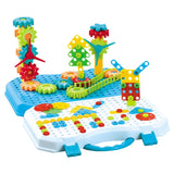 Jucarie Educativa Si Interactiva, Vivimall, Set De Constructie Puzzle Din ABS Cu Bormasina Pentru Dezvoltatea Creativitatii Si A Indemanarii 2D si 3D, Valiza, +3, 31x7x25 cm, 336 Piese - vivimall.ro