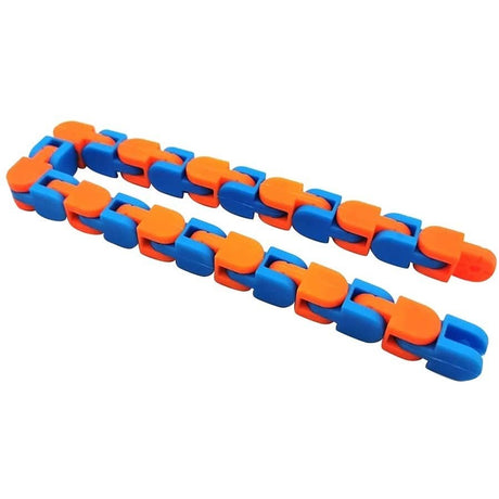 Jucarie Senzoriala Antistres, Vivimall, Fidget Toys, Puzzle de Imbinat Tip Sarpe, 24 Piese, +3 Ani, Portocaliu/Albastru - vivimall.ro