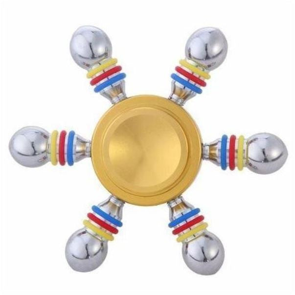 Jucarie Interactiva Antistres Fidget Spinner, Demontabila, Metalica, 6 Parti, Auriu - vivimall.ro