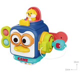 Jucarie interactiva Montessori, Vivimall, Jucarie pentru Bebelusi, Model Pinguin Ocupat, din Plastic rezistent, Varsta 18+ luni, 13 x 11 x 11 cm, Albastru/Multicolor - vivimall.ro